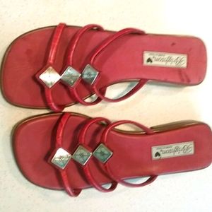 Pair Brighton red strappy sandles